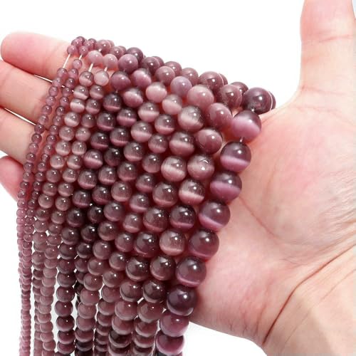 Katzenaugenstein, runde Perlen, natürlicher Opal, runde, lose Abstandsperlen zur Dekoration, Herstellung von DIY-Zubehör, 4/6/8/10/12 mm, Lila-Rot, 10 mm, ca. 35 Stück Katzenaugenstein, runde Perlen, natürlicher Opal, runde, lose Abstandsperlen zur Dekoration, Herstellung von DIY-Zubehör, 4/6/8/10/12 mm, Lila-Rot, 10 mm, ca. 35 Stück von FVFIJH