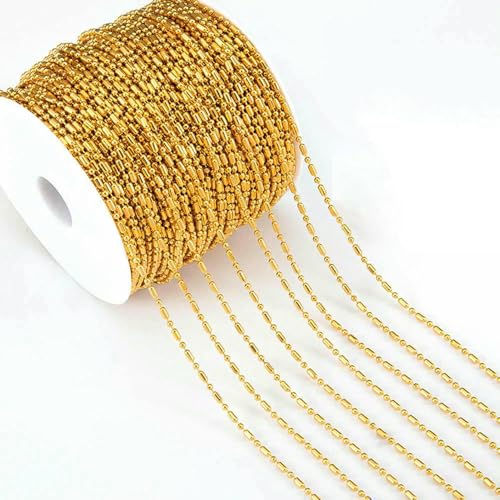 Kein Verblassen, 2 Meter Edelstahlketten für die Schmuckherstellung, DIY-Halsketten, Armbandzubehör, Goldkette, Lippenperlen, Perlenkette-Q-Gold 2,3 x 5 mm von FVFIJH