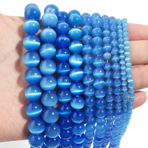 Runde Perlen aus Katzenaugenstein, natürlicher Opal, runde, lose Abstandsperlen zur Dekoration, Herstellung von DIY-Zubehör, 4/6/8/10/12 mm, Saphir, 10 mm, ca. 35 Stück Runde Perlen aus Katzenaugenstein, natürlicher Opal, runde, lose Abstandsperlen zur Dekoration, Herstellung von DIY-Zubehör, 4/6/8/10/12 mm, Saphir, 10 mm, ca. 35 Stück von FVFIJH