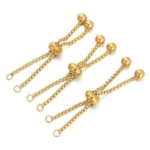Stück/Los verstellbare 304 Edelstahl-Armbandherstellungs-Schiebe-Verlängerungs-Boxketten mit Kugelenden für die DIY-Schmuckherstellung-Gold 02-3 Stück Stück/Los verstellbare 304 Edelstahl-Armbandherstellungs-Schiebe-Verlängerungs-Boxketten mit Kugelenden für die DIY-Schmuckherstellung-Gold 02-3 Stück von FVFIJH