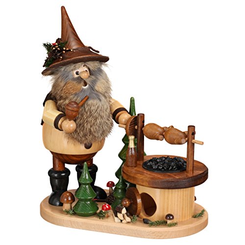 Drechselwerkstatt Uhlig DWU | Handgefertigter Waldwichtel | Traditionelles Räuchermännchen aus dem Erzgebirge | Weihnachtsdeko | 26 cm | am Drehgrill von DWU