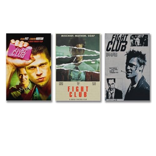 FVLYRWMQX A Set Of 3 Fight Poster Club Movie Black Humor Classic Poster Für Zimmer, Ästhetische Leinwand-Wandkunst, Schlafzimmer-Dekor Poster 08x12inch(20x30cm)-3pcs von FVLYRWMQX
