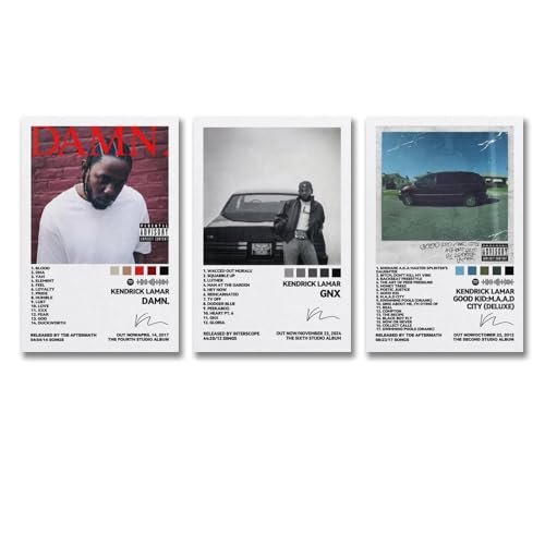 FVLYRWMQX A Set Of 3 Kendrick Poster Lamar Music Rapper Album Cover Poster Für Zimmer, Ästhetische Leinwand-Wandkunst, Schlafzimmer-Dekor Poster 08x12inch(20x30cm)-3pcs von FVLYRWMQX