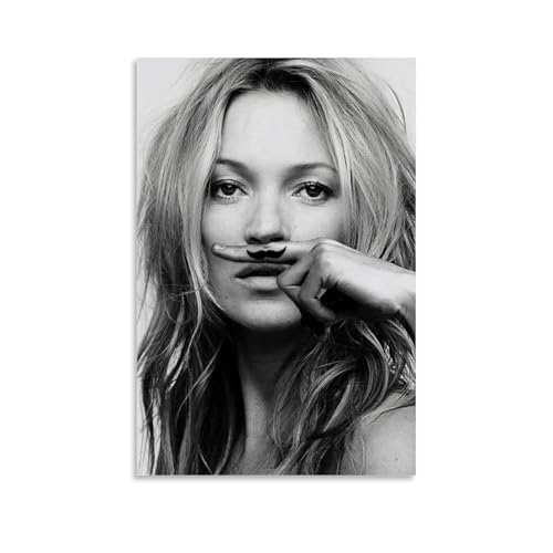 FVLYRWMQX Kate Poster Moss Model Black White Vintage Für Zimmer, Ästhetische Leinwand-Wandkunst, Schlafzimmer-Dekor Poster 16x24inch(40x60cm) von FVLYRWMQX