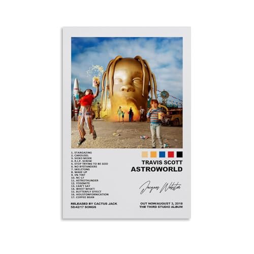 FVLYRWMQX Travis Poster Scott Music Rapper Singer Album Cover Für Zimmer, Ästhetische Leinwand-Wandkunst, Schlafzimmer-Dekor Poster 12x18inch(30x45cm) von FVLYRWMQX