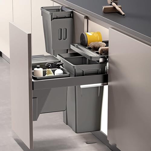 Doppelter ausziehbarer Mülleimer unter dem Schrank – Doppeltes Abfalleimer-Set mit Deckeln und Soft-Close-Schiebereglern, robuster Schiebemülleimer Küchenspüle oder Wäscheschrank(10.24*19.89*19.69in) Doppelter ausziehbarer Mülleimer unter dem Schrank – Doppeltes Abfalleimer-Set mit Deckeln und Soft-Close-Schiebereglern, robuster Schiebemülleimer Küchenspüle oder Wäscheschrank(10.24*19.89*19.69in) von FVPJUXSG