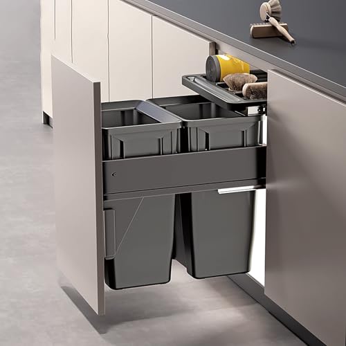 Doppelter ausziehbarer Mülleimer unter dem Schrank – Doppeltes Abfalleimer-Set mit Deckeln und Soft-Close-Schiebereglern, robuster Schiebemülleimer Küchenspüle oder Wäscheschrank(16.14*19.69*18.11in) Doppelter ausziehbarer Mülleimer unter dem Schrank – Doppeltes Abfalleimer-Set mit Deckeln und Soft-Close-Schiebereglern, robuster Schiebemülleimer Küchenspüle oder Wäscheschrank(16.14*19.69*18.11in) von FVPJUXSG
