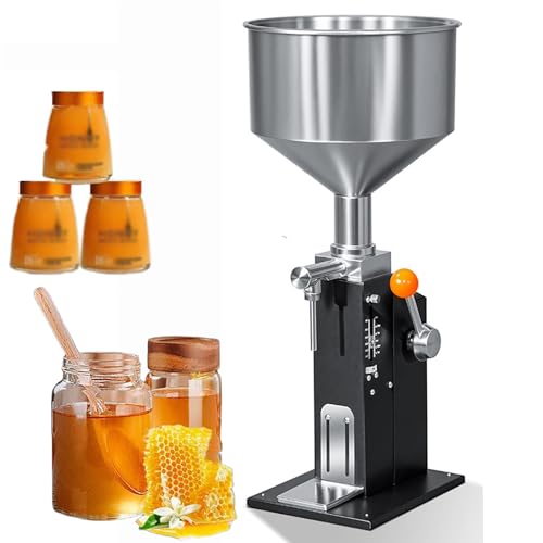 Manuelle Flüssigkeitsabfüllmaschine – Pastenflaschenabfüllmaschine, verstellbarer Flaschenfüller mit Edelstahltrichter for Wasser, Saft, Öl, Shampoo, Honig und Kosmetika(5-60ml) von FVPJUXSG