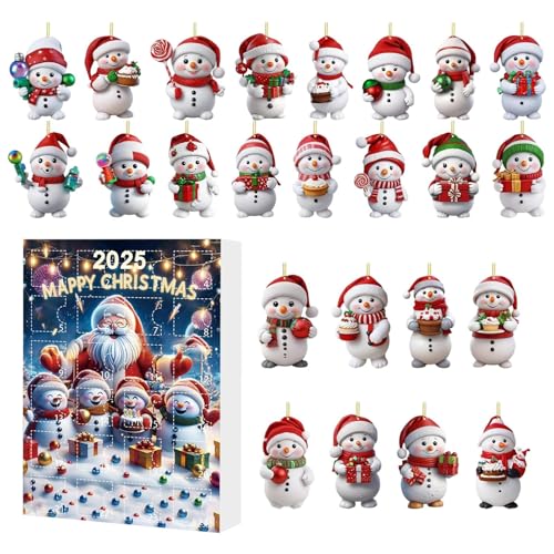 FVPKYUR Acryl Ornament Adventskalender,2D Flacher Weihnachtsanhänger Countdown | 24 Tage Sammelornament Fest Adventszeit Für Schlafzimmer Wohnzimmer Zuhause Kamin Fenster von FVPKYUR