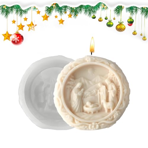 FVPKYUR Krippenform | Jesus Geburt Kerzenform - 3D Runde Easy-Release Silikonform Weihnachtsform Für Resin Fondant Gips Seife Schokolade Handwerk DIY Deko von FVPKYUR