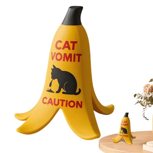 FVPKYUR Vorsicht Katzenhusten Warnschild - Lustige Schreibtischdekoration Haustier Vorsicht Hinweis,Bananenschalen-Form Tier-Erbrochenes Warnung Schreibtisch Deko Für Wohnzimmer Schlafzimmer von FVPKYUR