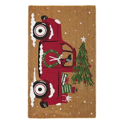 FVPKYUR Weihnachts-Fußmatte für den Außenbereich, Weihnachts-Fußmatte - Teppich mit Urlaubsauto-Muster - Willkommene Weihnachtsmatte, rutschfeste, waschbare Winter-Fußmatte, Teppiche für drinnen und von FVPKYUR