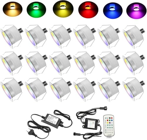 20er RGBWW (4 in 1) 0.6W LED Bodeneinbauleuchten Ø31mm Einbaustrahler LED DC12V Boden Licht IP67 Wasserdicht Einbauleuchten Außen Terrasse Garten Led Lampe von FVTLED