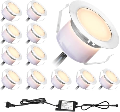 FVTLED 20er WIFI LED Bodeneinbauleuchten Terrassenbeleuchtung Arbeitet mit Alexa,WiFi Smart Phone Ø45mm IP67 Wasserdicht LED Einbaustrahler Bodenstrahler von FVTLED