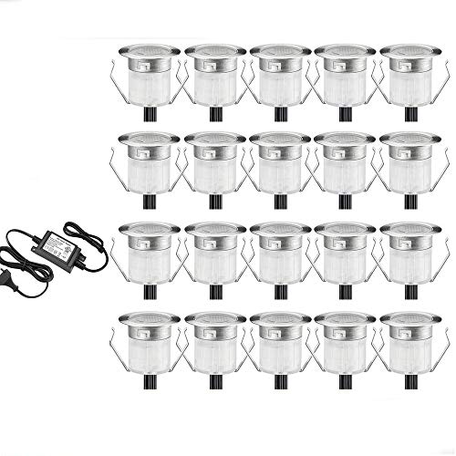 30 Stück LED BodenleuchtenBodeneinbaustrahler IP67 wasserdicht 0.6W Ø30 Terassenbeleuchtungen Terrasse Bodenstrahler Küche Garten Lampe Spot 12V Warmweiß von FVTLED