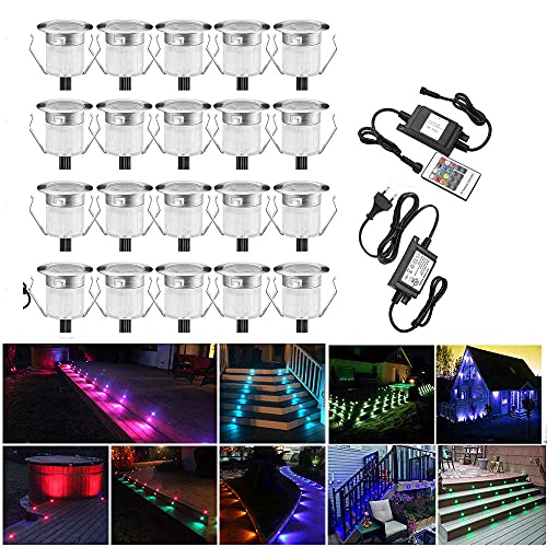 30 Stück RGB LED Einbaustrahler led Bodeneinbauleuchte IP67 wasserdicht 0.6W Ø30mm led Einbauleuchte Terrasse Küche Garten Led Lampe von FVTLED