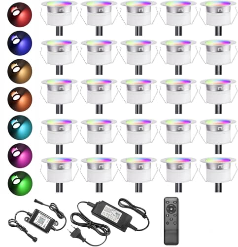 30er WIFI RGB Led Bodeneinbauleuchten Arbeitet mit Alexa,RGB LED Einbaustrahler DC12V Ø30mm 0.6W LED Boden WiFi Wireless Smart Phone von FVTLED