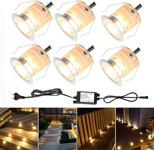 6 Stück LED Einbaustrahler led Bodeneinbauleuchte IP67 wasserdicht 0.6W Ø30mm led Einbauleuchte Terrasse Küche Garten Led Lampe Warmweiß von FVTLED
