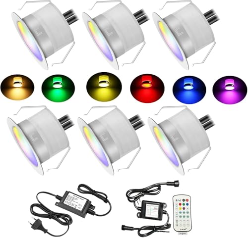 6er RGBWW (4 in 1) 0.6W LED Bodeneinbaustrahler Aussen Ø31mm Bodenstrahler LED DC12V Terassenbeleuchtungen Aussen IP67 Wasserdicht Terrassenbeleuchtung Außen Terrasse Garten Led Spot 12V von FVTLED
