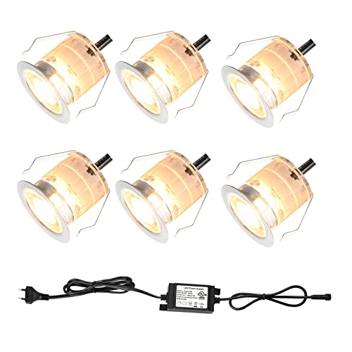 6er Set Led Terrassenbeleuchtung Terrassen Einbaustrahler Außen,DC12V Ø30mm 0.6W LED Einbaustrahler Aussen,Warmweißer 3000K Led Spot IP67 Led Boden Auße von FVTLED