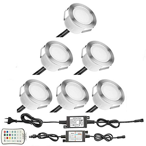 FVTLED 6er Set RGBWW Led Bodeneinbauleuchten Aussen Ø45mm IP67 Wasserdicht LED Einbaustrahler Terrasse Küche Garten Led Lampe von FVTLED