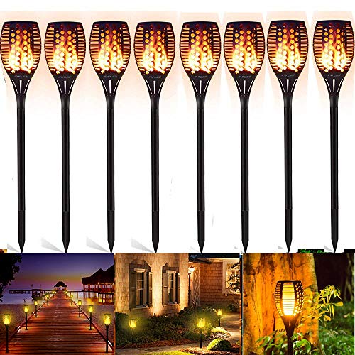 8 Stück Solarlampen Für Außen Garten 96 LED Gartendeko für Draußen leuchtet automatisch ein/aus mit Lichtsensor im Freien Solarbeleuchtung warmes Licht Gartenbeleuchtung wasserdicht IP65 von FVTLED