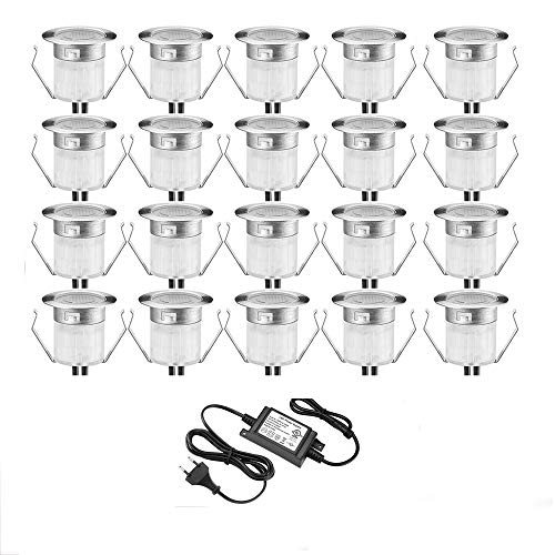 FVTLED 20 Stück LED Einbaustrahler led Bodeneinbauleuchte IP67 wasserdicht 0.6W Ø30mm led Einbauleuchte Terrasse Küche Garten Led Lampe Warmweiß von FVTLED