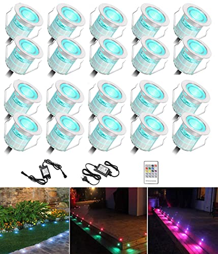 20 Stück RGB LED Einbaustrahler led Bodeneinbauleuchte IP67 wasserdicht 0.6W Ø30mm led Einbauleuchte Terrasse Küche Garten Led Lampe von FVTLED