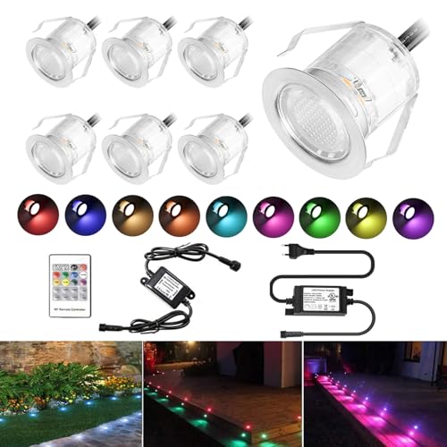 FVTLED 6 Stück LED Einbaustrahler led Bodeneinbauleuchte IP67 wasserdicht 0.6W Ø30mm led Einbauleuchte Terrasse Küche Garten Led Lampe von FVTLED