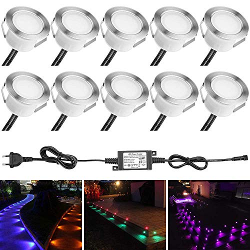 10er RGB Led Bodeneinbaustrahle Einbaustrahler RGB Aussen 0.5W Ø45mm IP67 Wasserdicht LED Bodenstrahler Terrasse Bodeneinbaustrahler von FVTLED