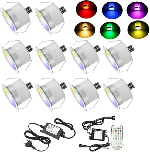 10er RGBWW (4 in 1) 0.6W LED Bodeneinbaustrahler Aussen Ø31mm Bodenstrahler LED DC12V Terassenbeleuchtungen Aussen IP67 Wasserdicht Terrassenbeleuchtung Außen Terrasse Garten Led Spot 12V von FVTLED
