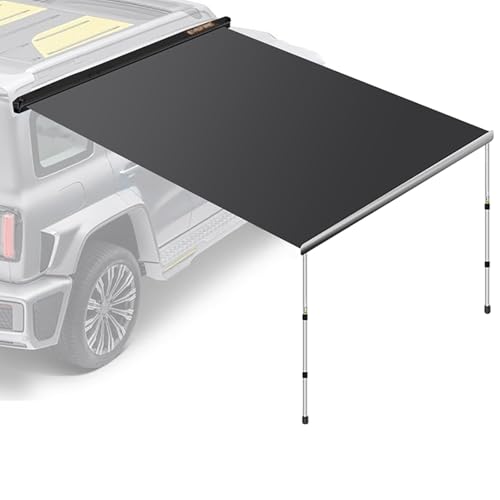 FVTVHEV Fahrzeugmarkise Auto Markise Camping 200D Oxford-Gewebe Wasserdicht Sonnenlichtbeständig UV-beständig Höhenverstellbar Für den Außenbereich geeignet(Black1) von FVTVHEV
