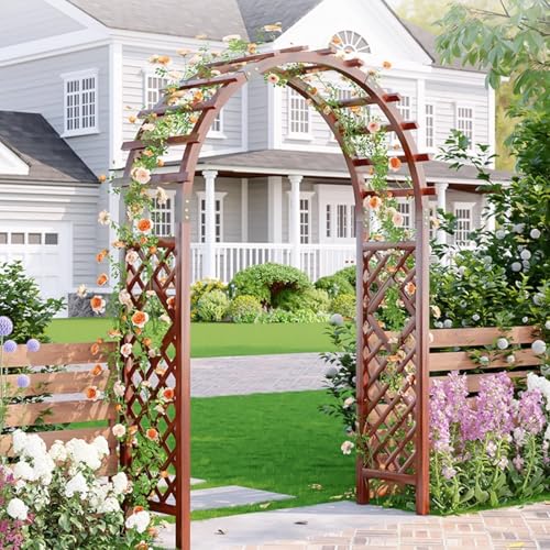 FVTVHEV Gartenbogen Pergola Rosenbogen Mit Zwei Pflanzkästen Rankgitter Garten Gartenlaube Einfach zu montieren Dekorativ für Terrassenrasenflächen(160cm) von FVTVHEV