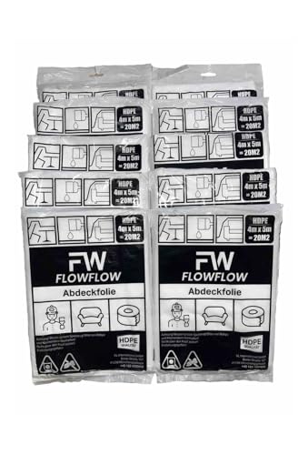10x FLOWFLOW MALERFOLIE 10 Stück Set je 4m x 5m Maler Abdeckfolie Transparente Staubschutzfolie Plastikplane Allzweck-Folie Malerplane Malerfolie Abdeckvlies Abdeckplane Malerarbeit x 10 Stück 10x FLOWFLOW MALERFOLIE 10 Stück Set je 4m x 5m Maler Abdeckfolie Transparente Staubschutzfolie Plastikplane Allzweck-Folie Malerplane Malerfolie Abdeckvlies Abdeckplane Malerarbeit x 10 Stück von FW FLOWFLOW