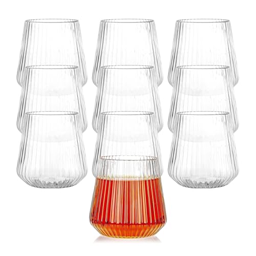 FWEEK 10 Stück Kunststoff Weingläser Set, 400ml Wassergläser Set, BPA-frei Weißweingläser Trinkgläser für zu Hause, Camping, Party von FWEEK