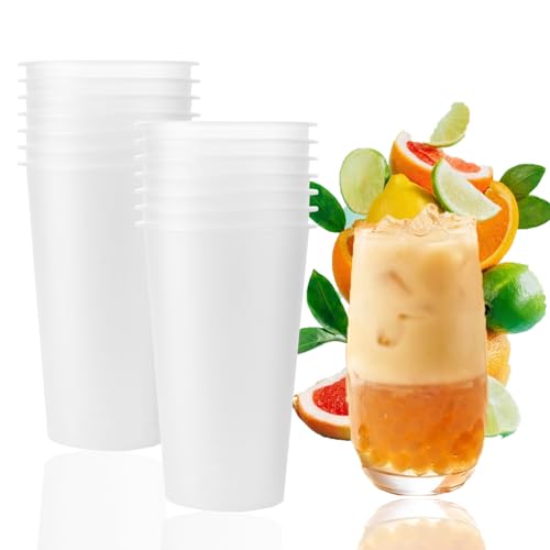 FWEEK 100 Stück Plastikbecher, 17OZ/500ML Bruchsichere Mehrwegbecher, Transparente Hartplastik Becher aus Kunststoff, Mattierte Plastikbecher für Getränkepartys, Geburtstag, Hochzeit von FWEEK