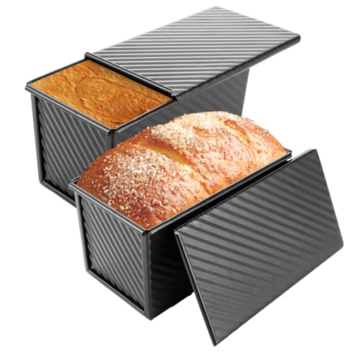 FWEEK 2 Stück Toastbrot Backform Brotbackform mit Deckel 450g Antihaft Brotform Pullman Laib Pfanne Brot Toastform für Brotback Toast Kuchen- Schwarz FWEEK 2 Stück Toastbrot Backform Brotbackform mit Deckel 450g Antihaft Brotform Pullman Laib Pfanne Brot Toastform für Brotback Toast Kuchen- Schwarz von FWEEK