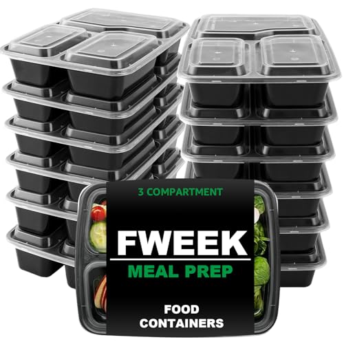 FWEEK 25 Stück 3 Fach Meal Prep Container, 1000ML Meal Prep Behälter mit Deckel, Essen Box Plastik, Mikrowellengeeignet Spülmaschinenfest, BPA frei Wiederverwendbar Camping Picknickbox FWEEK 25 Stück 3 Fach Meal Prep Container, 1000ML Meal Prep Behälter mit Deckel, Essen Box Plastik, Mikrowellengeeignet Spülmaschinenfest, BPA frei Wiederverwendbar Camping Picknickbox von FWEEK