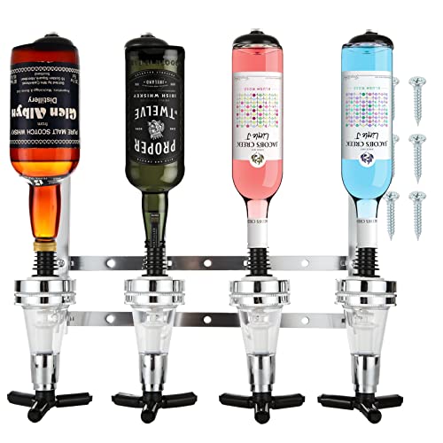 FWEEK 4 Flaschenoptik für Spirituosen, Baroptik für Homebar, 4 Fach Bar Butler 30ml Shot Messung Halterung, Alkohol getränkespender von FWEEK