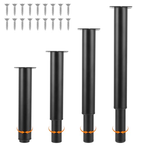 FWEEK 4 Stück Höhenverstellbare Möbelfüße, 25-42cm Metall Schwarz, Belastbar bis 300KG von FWEEK