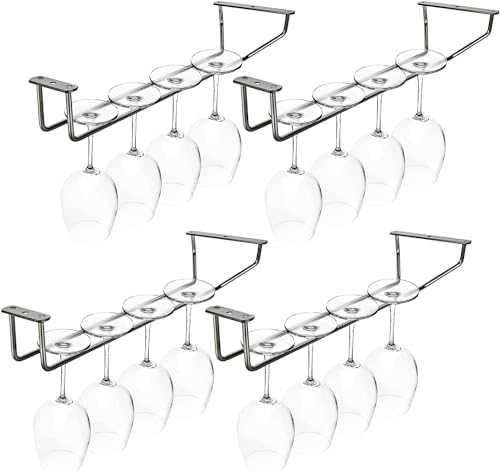 FWEEK 4 Stück Weinglas Halter, Weinglashalter, 35X11CM Weinglas Halterung, Gläserhalterung Hängend, Weinglas Schiene Weinglasregal Weinregal Glashalter mit Schrauben für die Bar & Küche von FWEEK