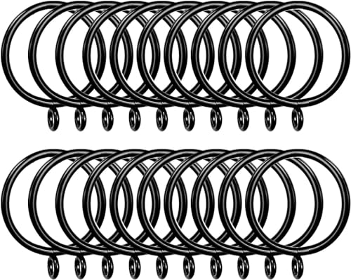 FWEEK 50 Stück Gardinenringe Vorhangringe aus Metall, 38mm Schwarz Innendurchmesser Vorhang Hängend Ringe, Gardinenringe Schwarzmetall für Fenster Tür Duschvorhang von FWEEK