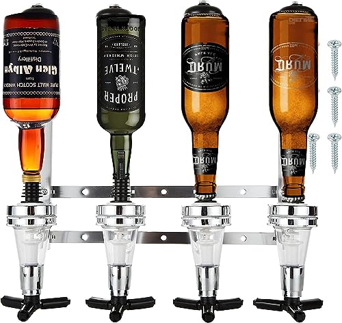 FWEEK Flaschenhalter Bar, 30ml Dosierer Bar Butler Flaschenhalter Wand, 4 Flaschen Bar Butler Bar Flaschenhalter und Dosierer für Hausbar, Schnaps, Bar-Butler, Shot-Einteiler von FWEEK