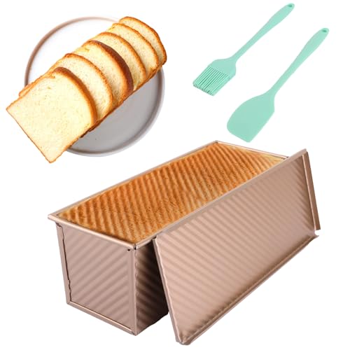 FWEEK Toastbrot Backform mit Deckel 1000g, Brot Toast Brotbackform, Teig Brotbackform mit Deckel Antihaft Brotform Pullman Laib Pfanne Brot Toastform für Brotback Toast Kuchen-Roségold von FWEEK
