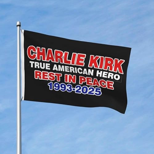 Charlie Kirk, wahrer amerikanischer Held, Ruhe in Frieden, 3 x 5 Flagge, lebendige Farben und lichtechte Flaggen aus Polyester mit Ösen von FWJZDSP