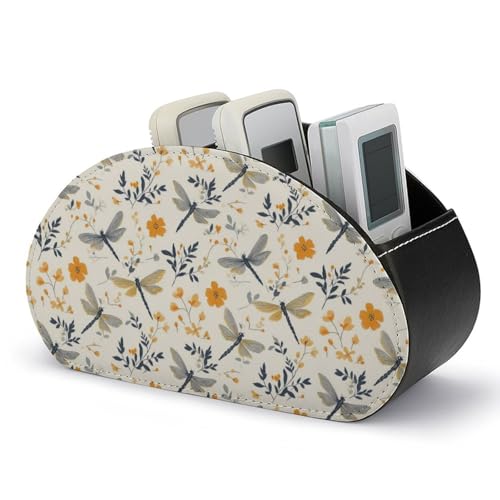 FWJZDSP Fernbedienungshalter mit Libellenmotiv, florales Design, Fernbedienungs-Aufbewahrungsbox mit 5 Fächern für Kosmetika, Bürobedarf FWJZDSP Fernbedienungshalter mit Libellenmotiv, florales Design, Fernbedienungs-Aufbewahrungsbox mit 5 Fächern für Kosmetika, Bürobedarf von FWJZDSP