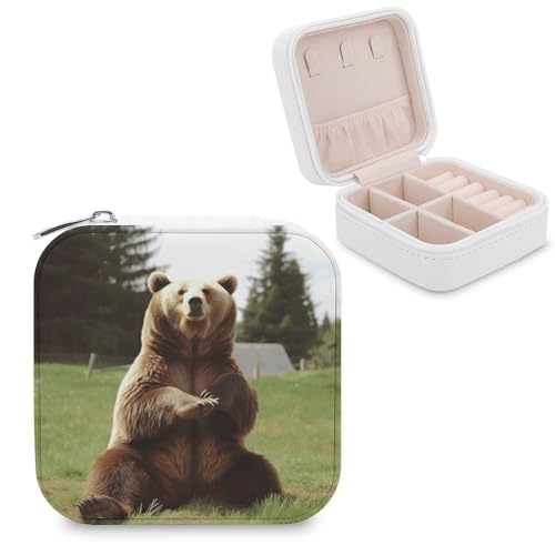 FWJZDSP Hi Bear Schmuckkästchen „Sit on The Lawn für Damen, tragbarer Schmuck-Organizer aus PU-Leder, Reiseetui, kleine Aufbewahrungsbox für Halsketten, Ohrringe und Ringe FWJZDSP Hi Bear Schmuckkästchen „Sit on The Lawn für Damen, tragbarer Schmuck-Organizer aus PU-Leder, Reiseetui, kleine Aufbewahrungsbox für Halsketten, Ohrringe und Ringe von FWJZDSP