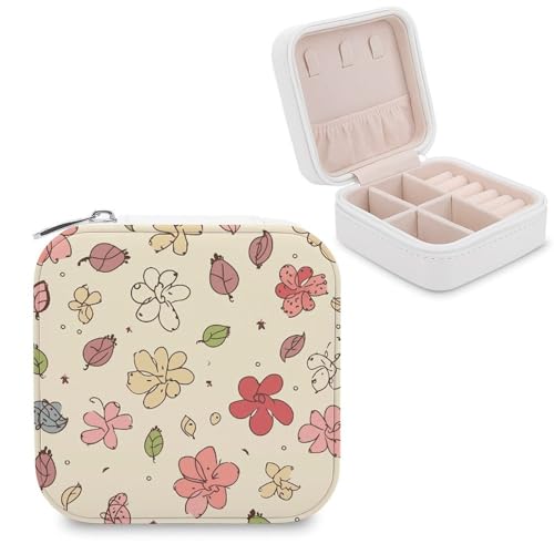 FWJZDSP Schmuckschatulle mit hübschem Blumenmuster für Damen, tragbarer Schmuck-Organizer aus PU-Leder, Reiseetui, kleine Aufbewahrungsbox für Halsketten, Ohrringe und Ringe FWJZDSP Schmuckschatulle mit hübschem Blumenmuster für Damen, tragbarer Schmuck-Organizer aus PU-Leder, Reiseetui, kleine Aufbewahrungsbox für Halsketten, Ohrringe und Ringe von FWJZDSP