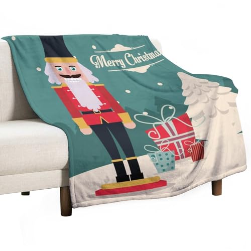 Weihnachts-Nussknacker-Baum-Flanell-Fleece-Überwurfdecke, 127 x 152 cm, weiche Decke für Couch, gemütlich, warm, leicht von FWJZDSP