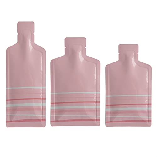 Alubeutel 100 Stück Vakuumbeutel Verpackung für für Kosmetik/Joghurt/Püree/Honig, Flache Folien-Beutel, metallische Beutel für Musterverpackungen (Blanco : Pink A, Size : 6 * 12CM) von FWKTG